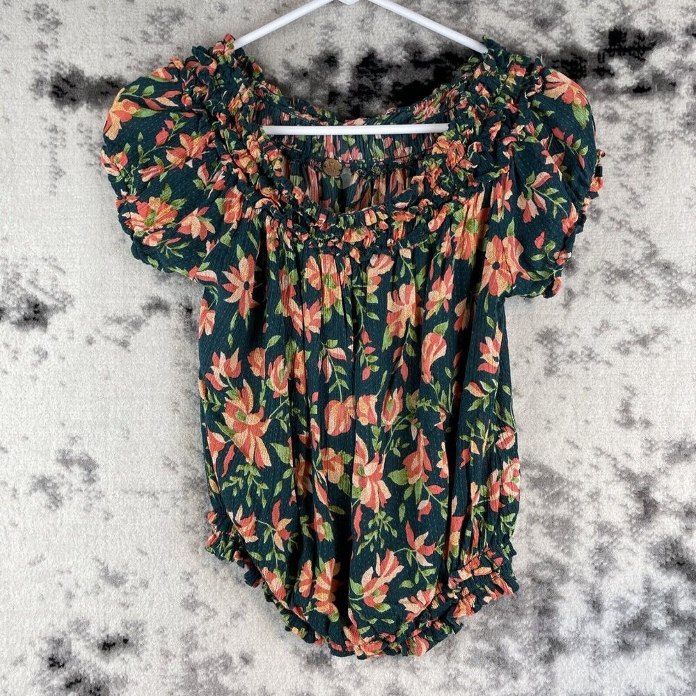 Free People Suki‎ Blouse Women's Size Small Viscose Floral Comfort Casual
